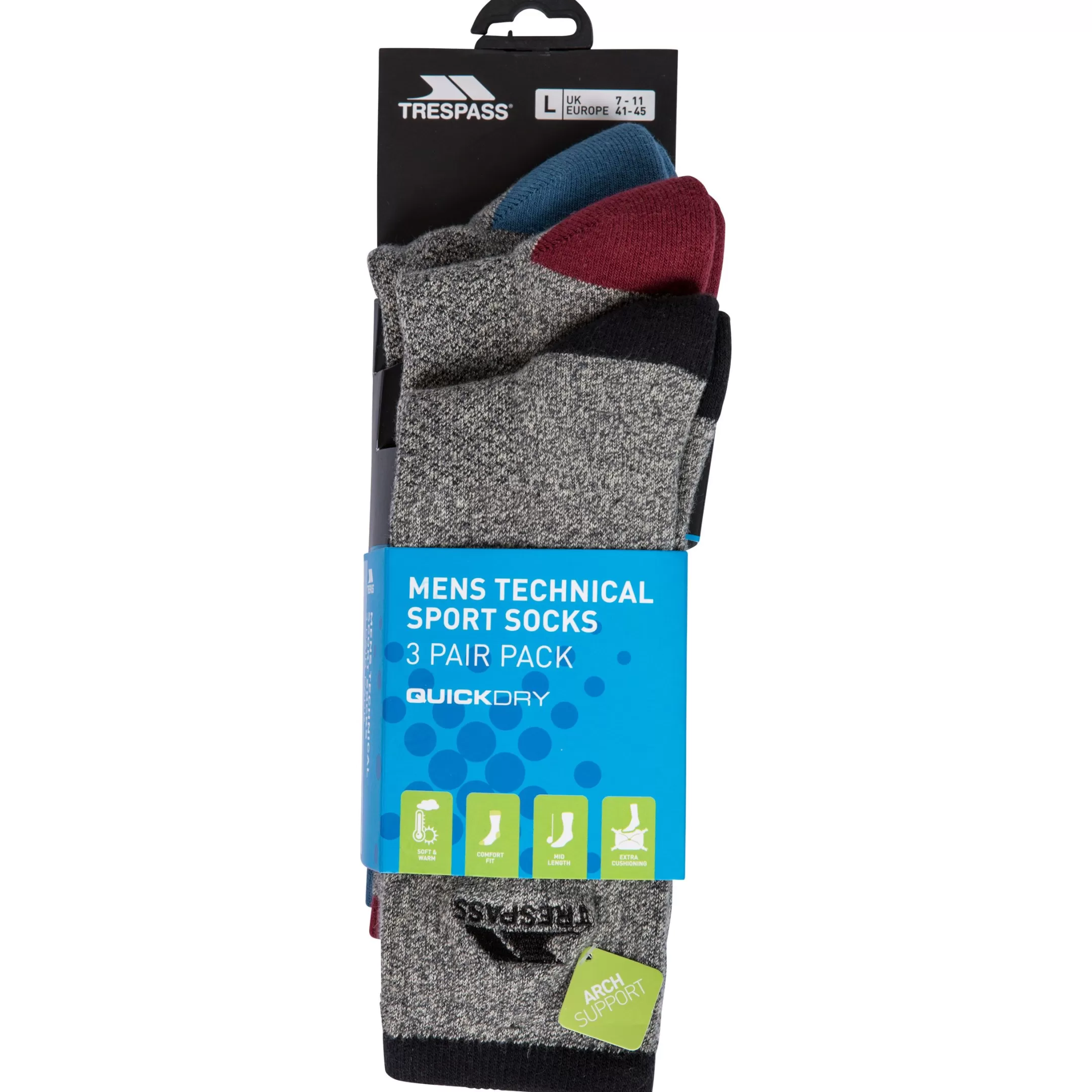 Men's Quick Dry Socks - 3 Pack Radulf | Trespass Flash Sale