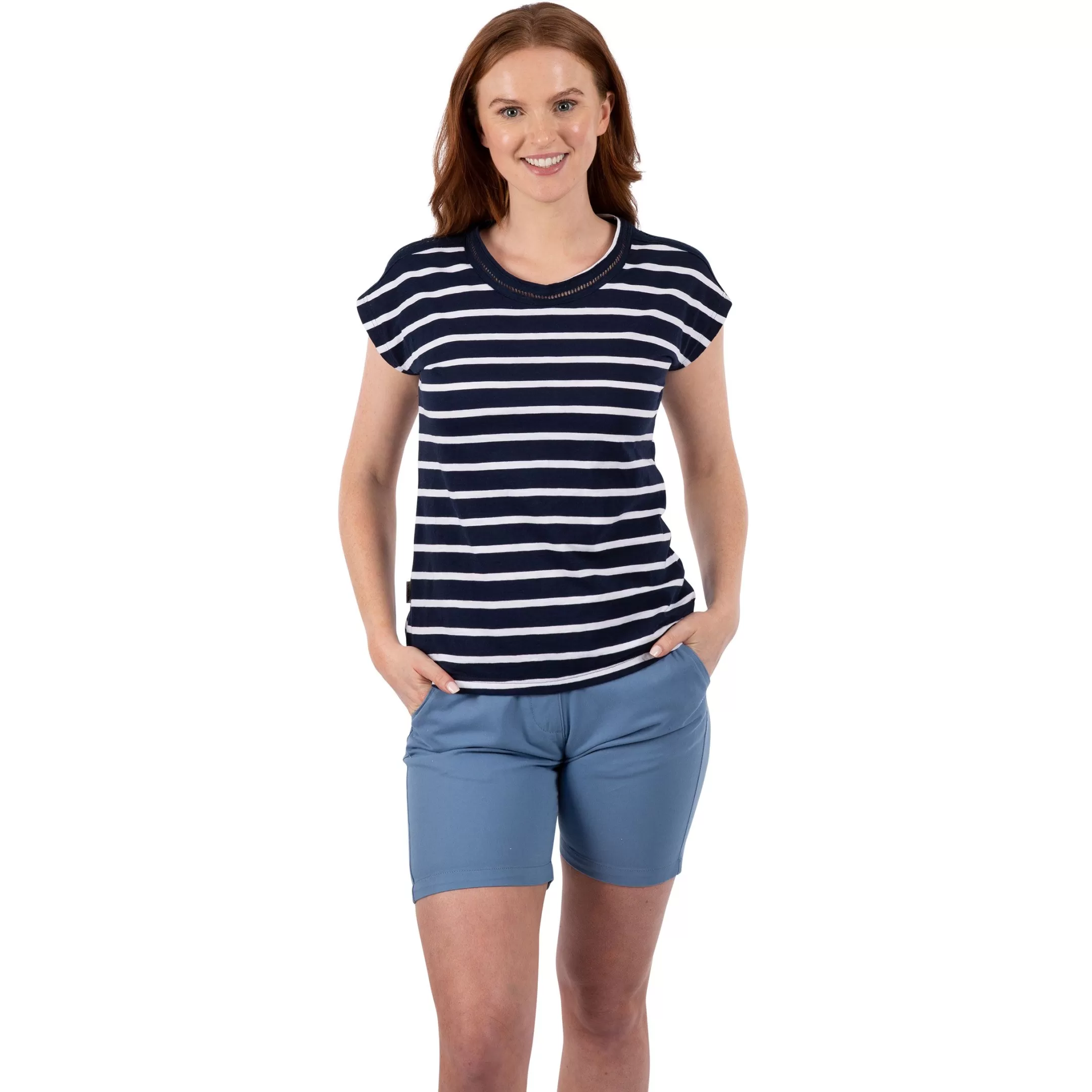 Women's Casual Short Sleeve Stripe T-Shirt Moor | Trespass Flash Sale