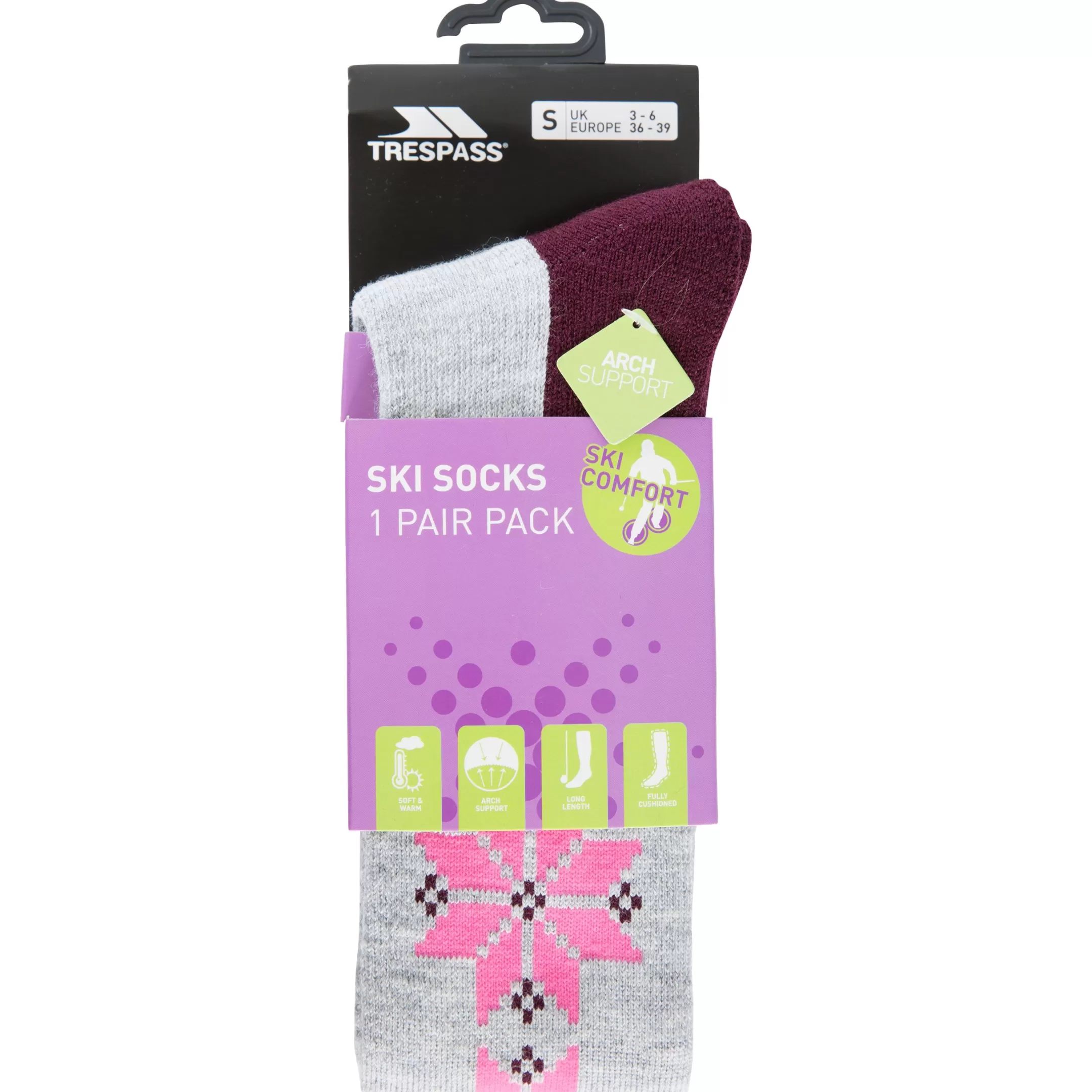 Womens Ski Socks Snowfall | Trespass Fashion