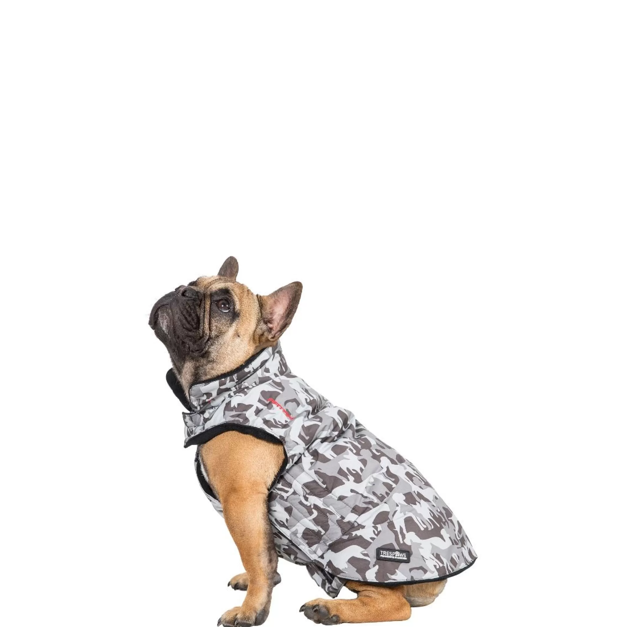 Trespaws Small Camo Dog Printed Raincoat in Grey Charly | Trespass Sale