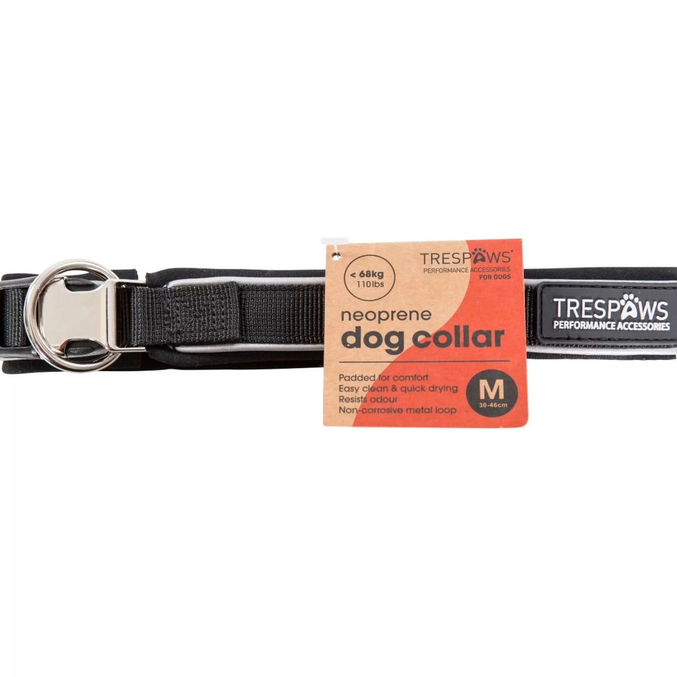 Trespaws Small Reflective Soft Touch Dog Collar in Black Keira | Trespass Sale
